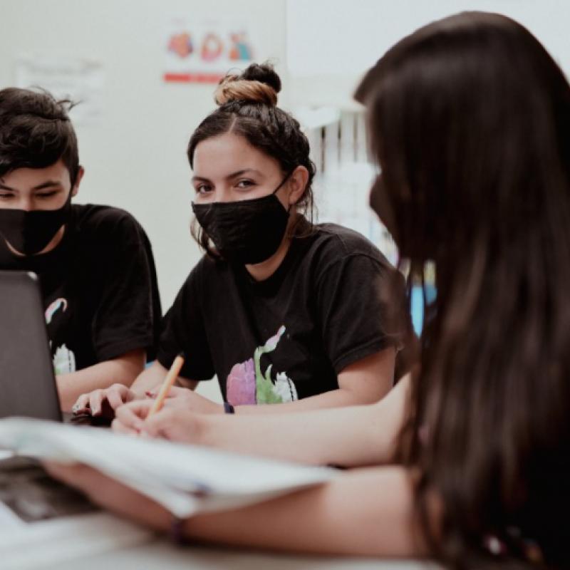 Estudiantes en trabajo en grupo  